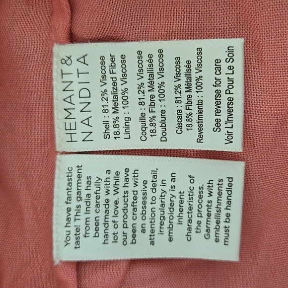 Hemant & Nandita Roop Pink Maxi Dress Size XL - Picture 13 of 14